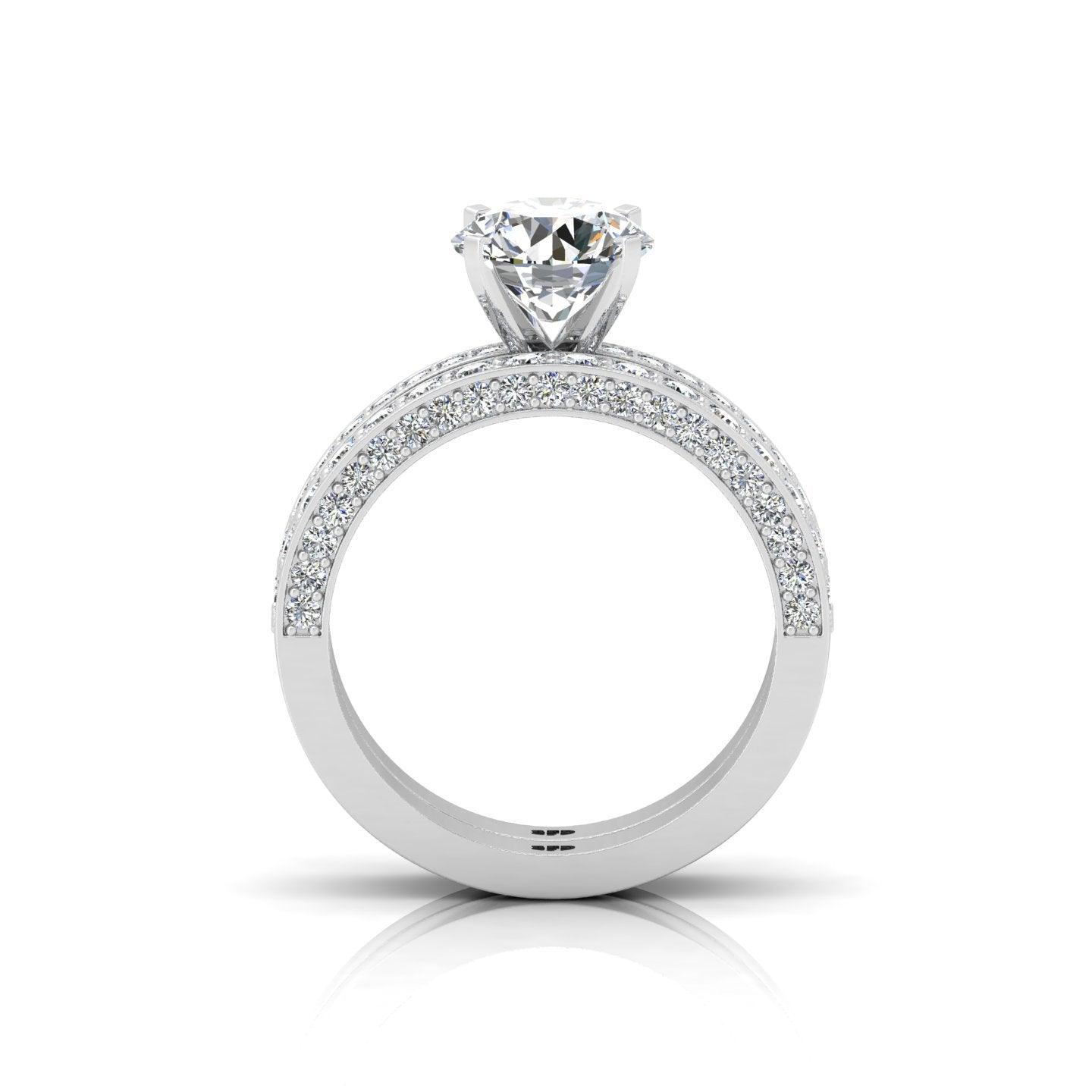 Certified Round Diamond Multi Row Bridal Set Engagement Ring 2.00Carat E/VS