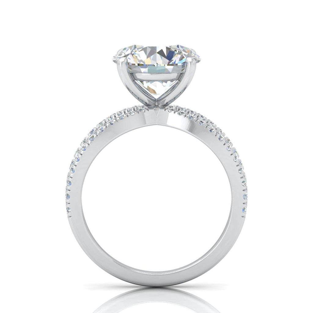 Round Diamond Split Shank Engagement Ring in 18k Gold / Platinum 3.50Ct