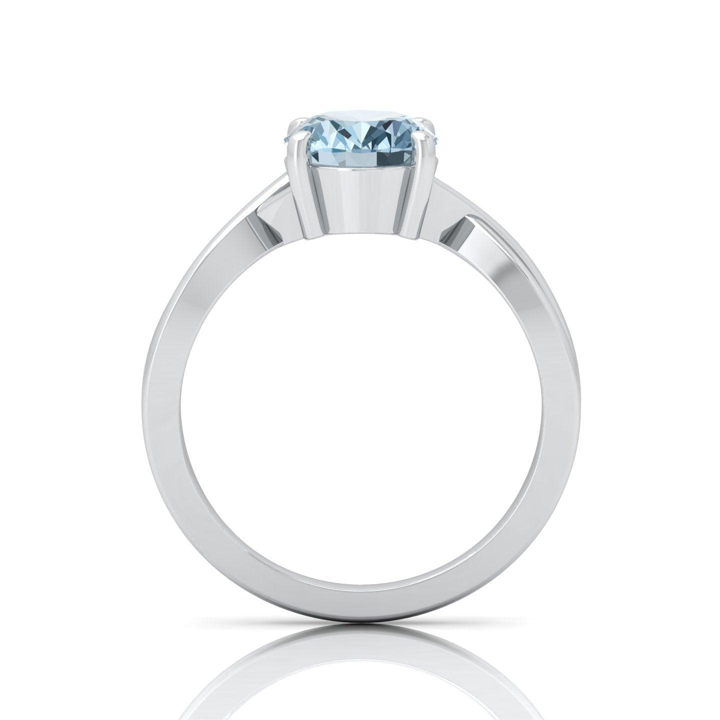 2.00 Ct Natural Sky Blue Aquamarine Diamond Twisted Designer Ring - amadadiamonds