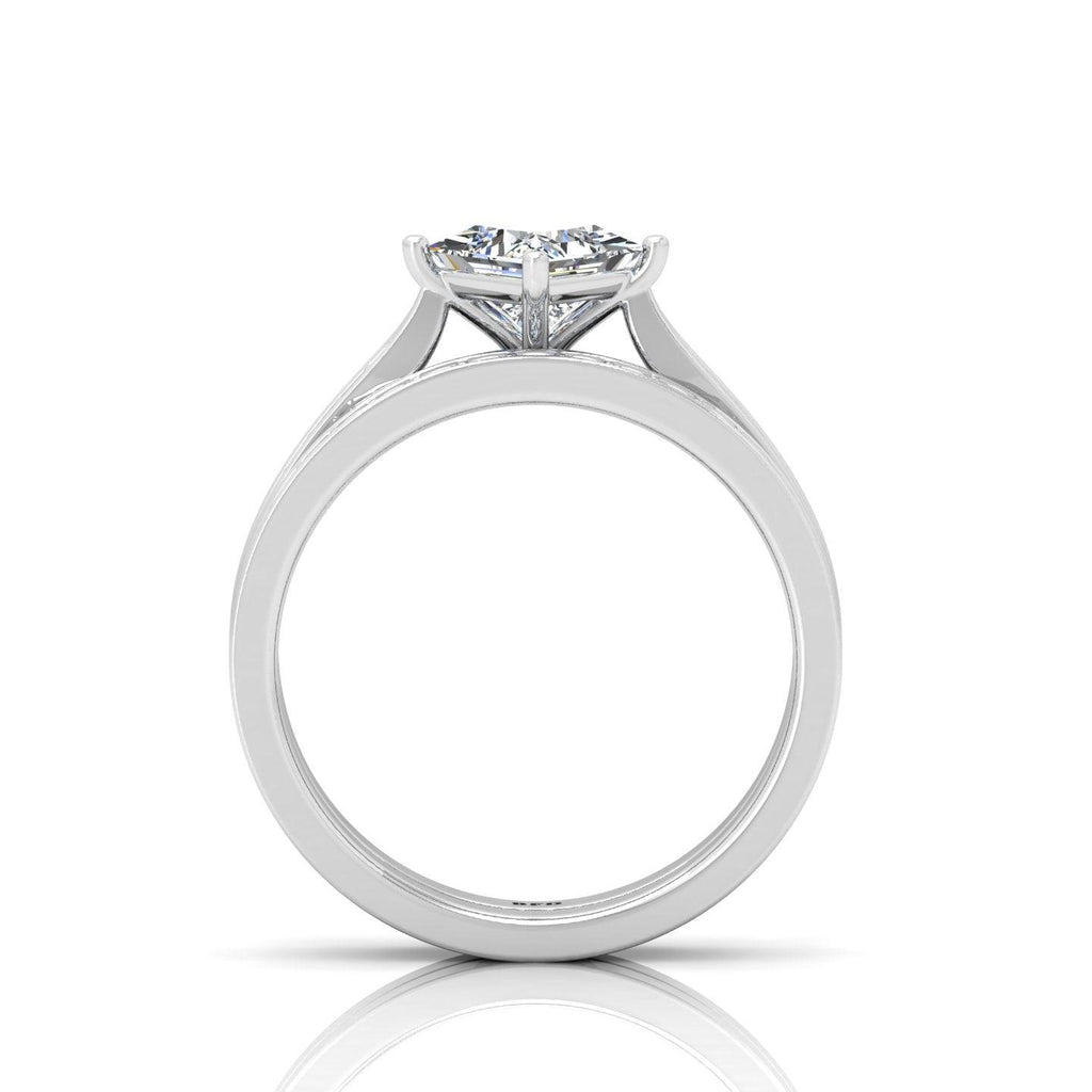 Certified Princess Diamond Engagement Ring With Diamond Matching Band 1.50Carat