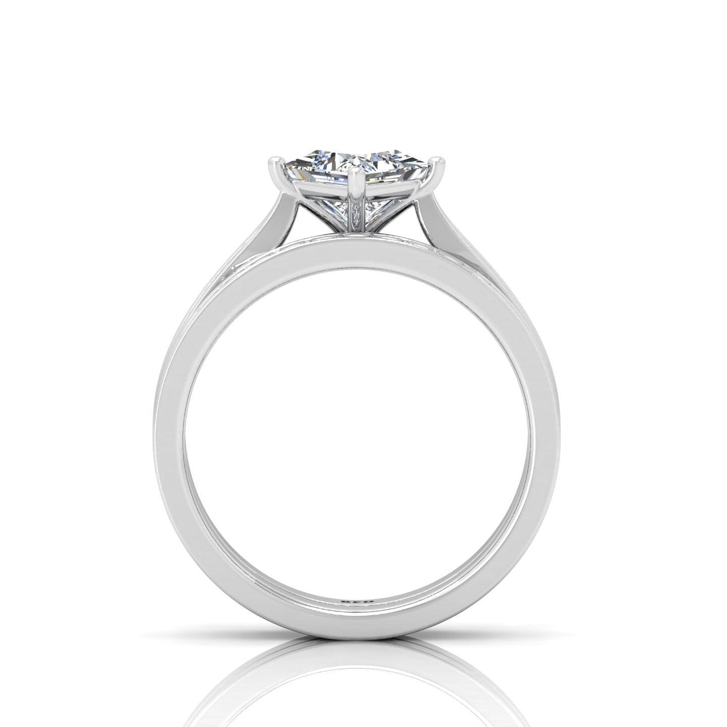 Certified Princess Diamond Engagement Ring With Diamond Matching Band 1.50Carat