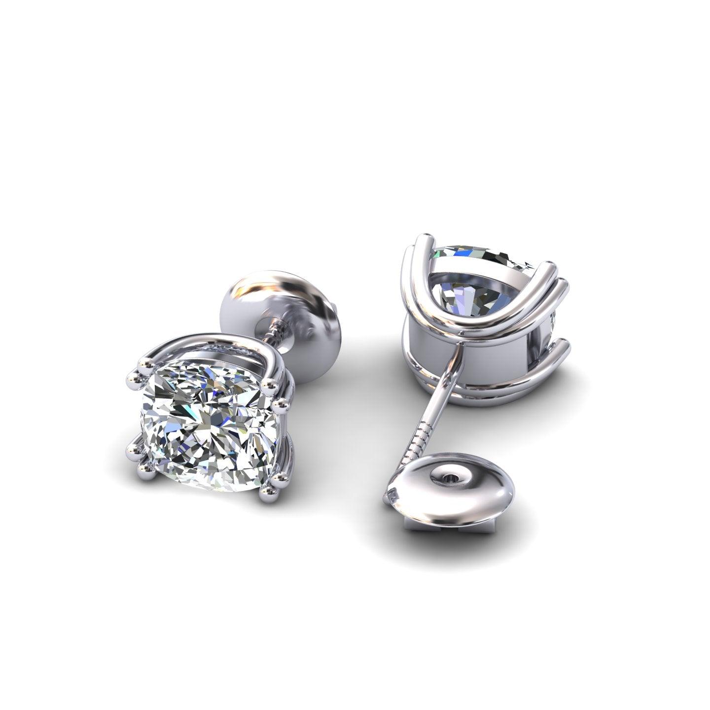 Certified F/VS 2.00Ct Cushion Diamond Stud Earrings in 18k Gold / Platinum