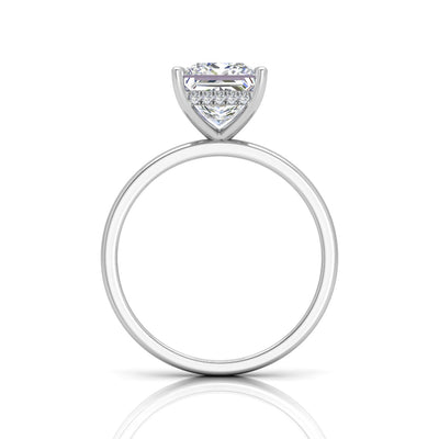 Classic Solitaire Hidden Halo Engagement Ring Princess