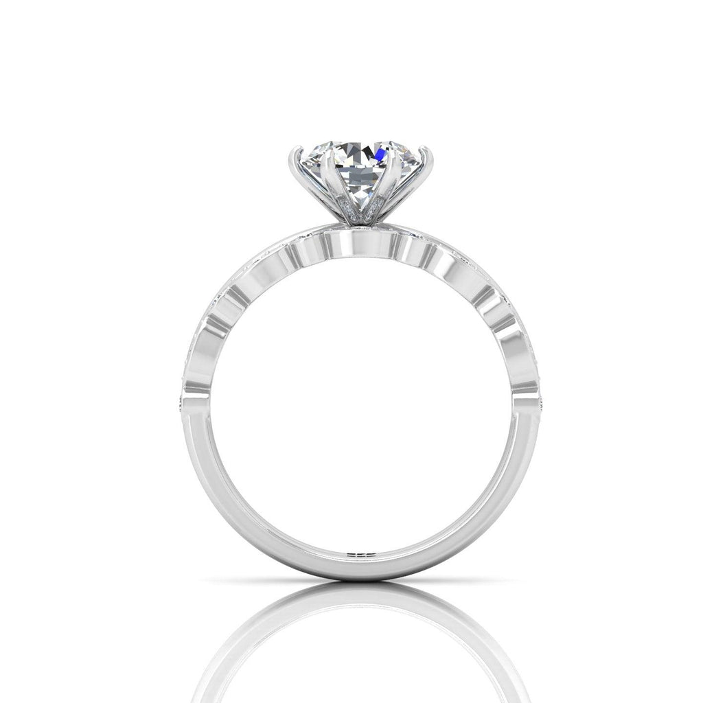 Certified 6 Claw Round Diamond Solitaire Ring With Matching Band