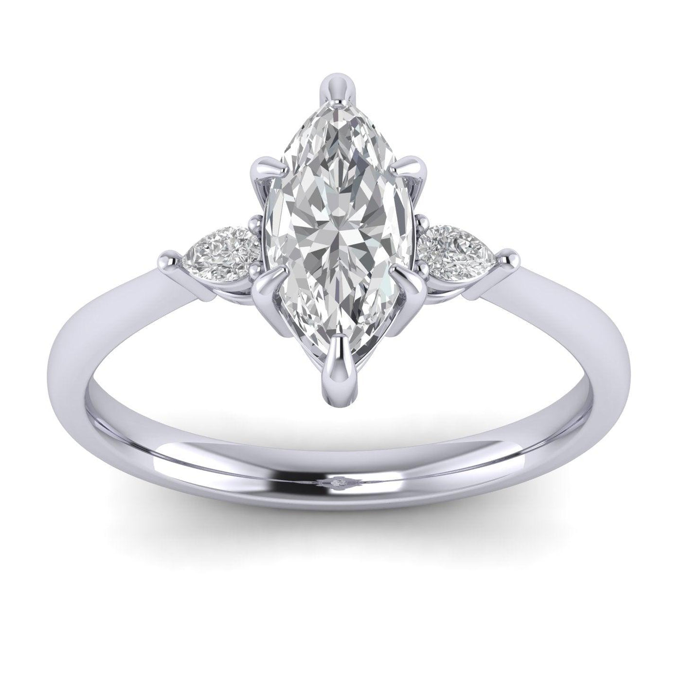 Marquise & Pear Diamond 3 Stone Engagement Ring in Platinum 2.00Ct