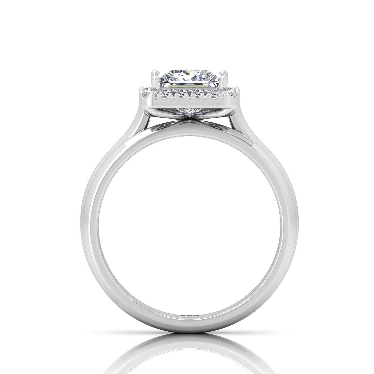 Certified Princess Diamond Halo Engagement Ring With Matching Band 1.20Carat