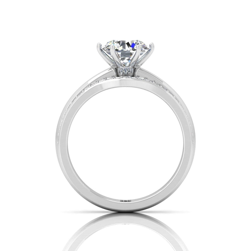 Certified Round Diamond Engagement Ring With Curved Matching Band 1.50Carat E/VS