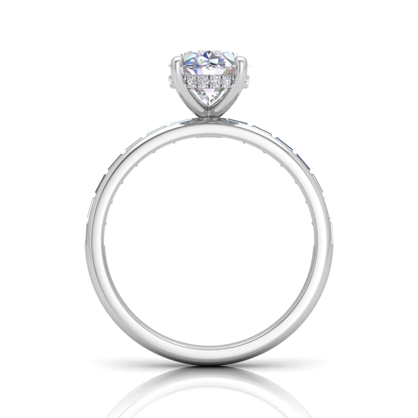 Classic Hidden Halo Channel Set Engagement Ring - Oval