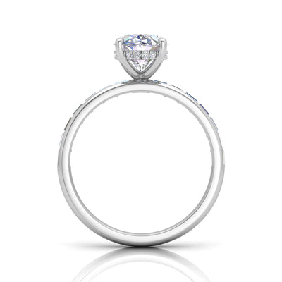 Classic Hidden Halo Channel Set Engagement Ring - Oval