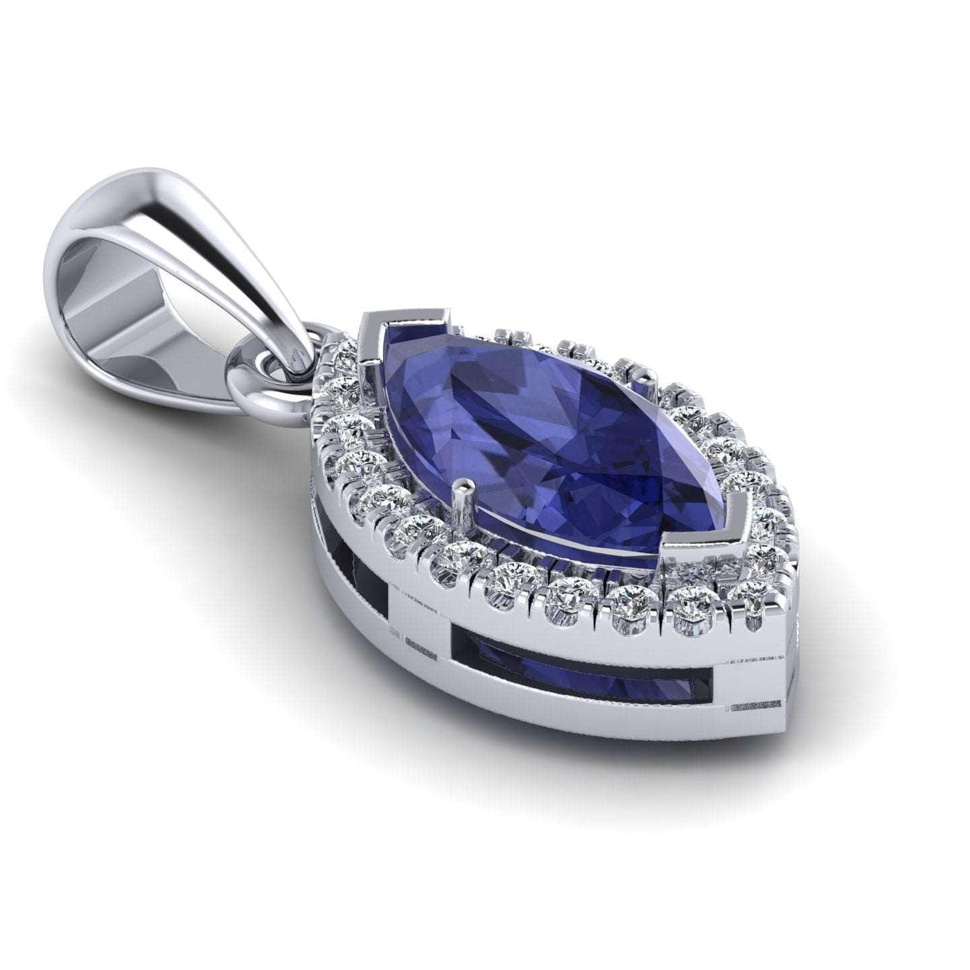 AAA Marquise Tanzanite & diamond Women's Pendant - 1.50 Carat