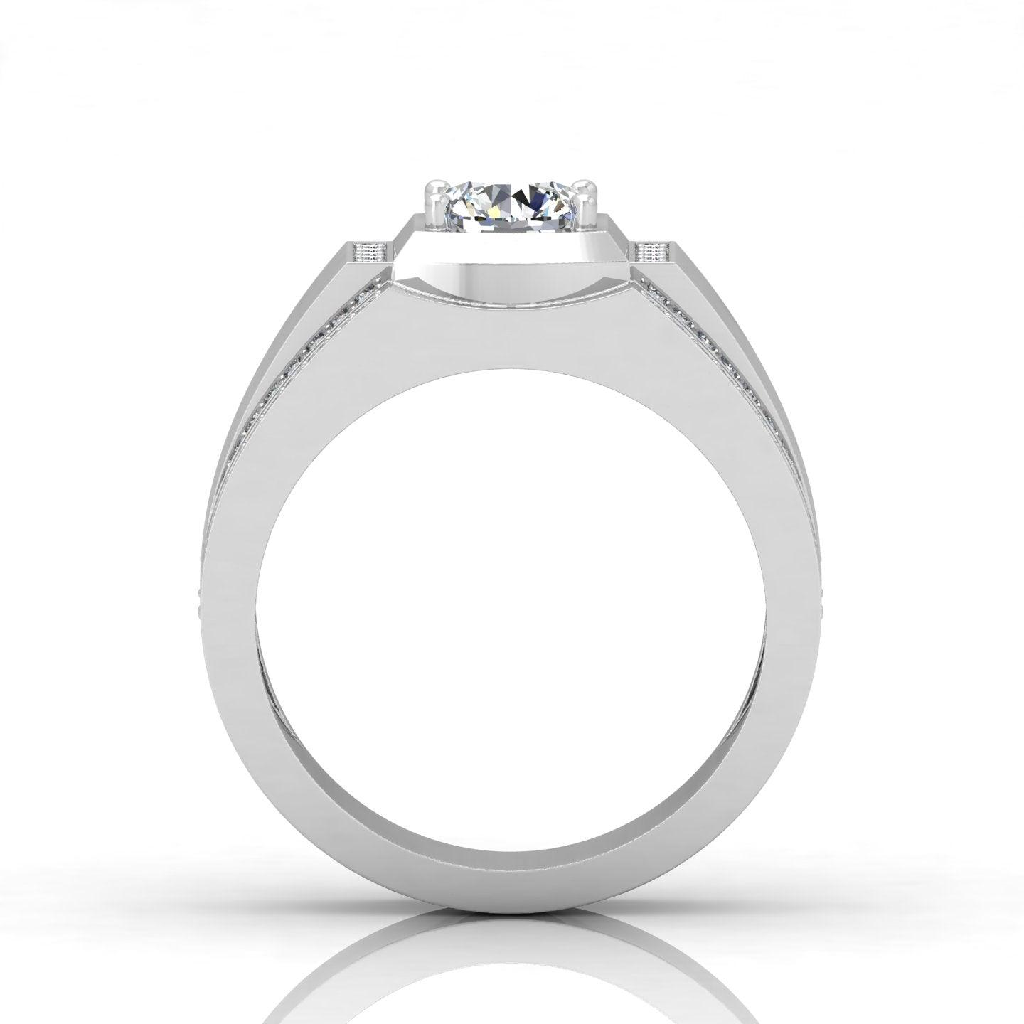 Certified F/VS 1.20Ct Round Diamond Mens Solitaire Ring