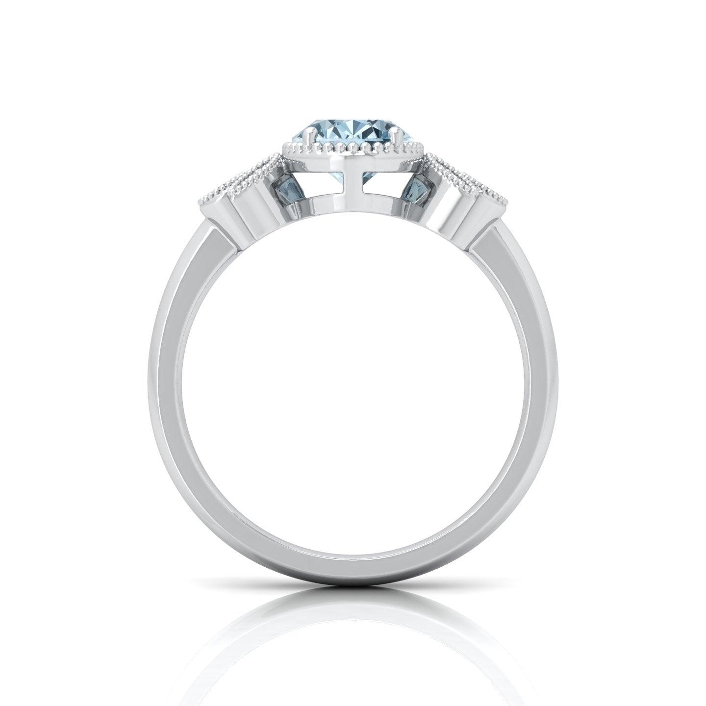 1.50 Ct Natural Blue Aquamarine Diamond Designer Ring - amadadiamonds