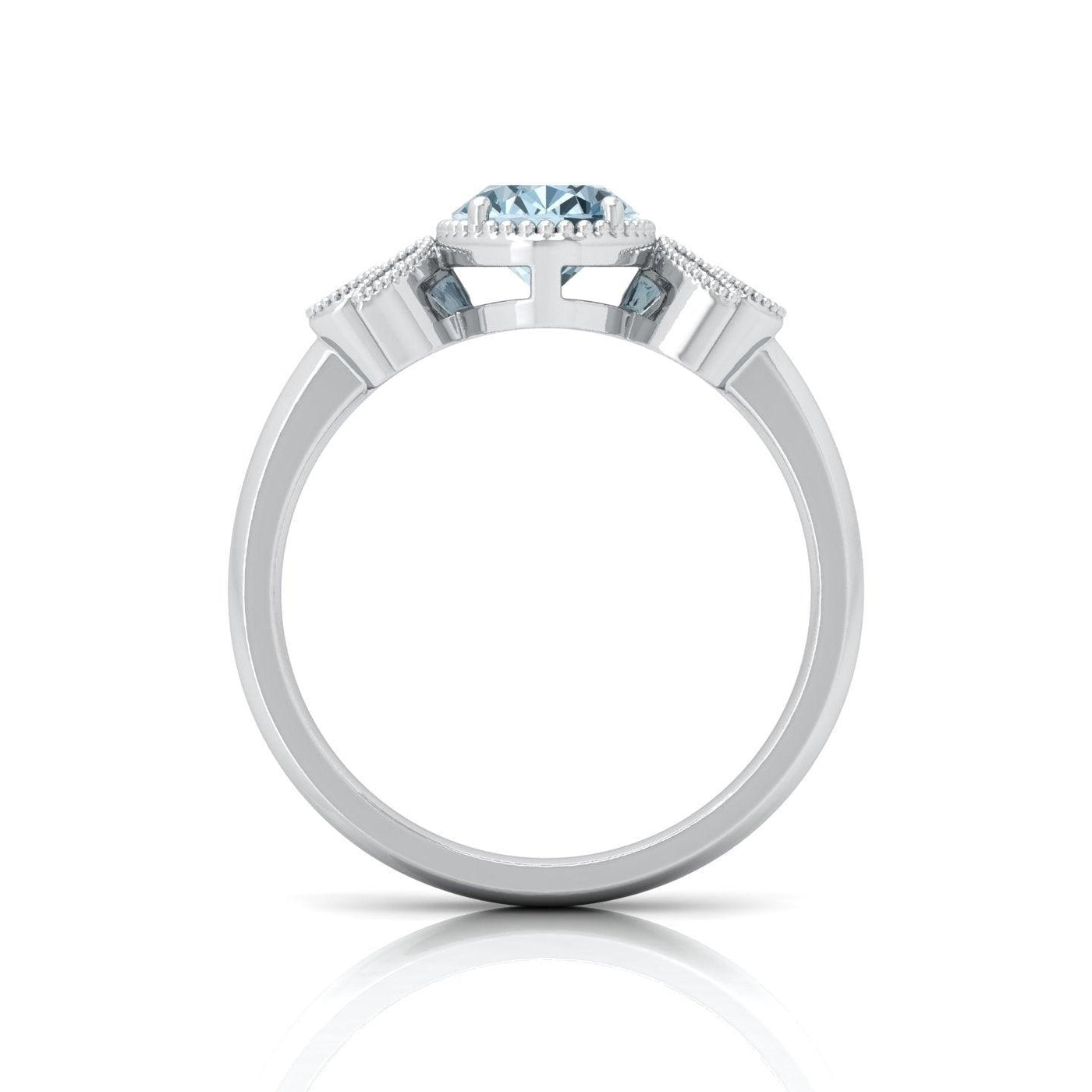 1.50 Ct Natural Blue Aquamarine Diamond Designer Ring - amadadiamonds