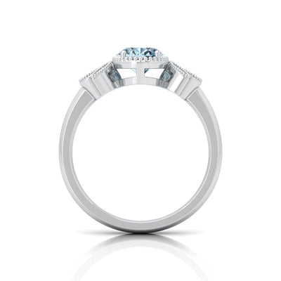 1.50 Ct Natural Blue Aquamarine Diamond Designer Ring - amadadiamonds