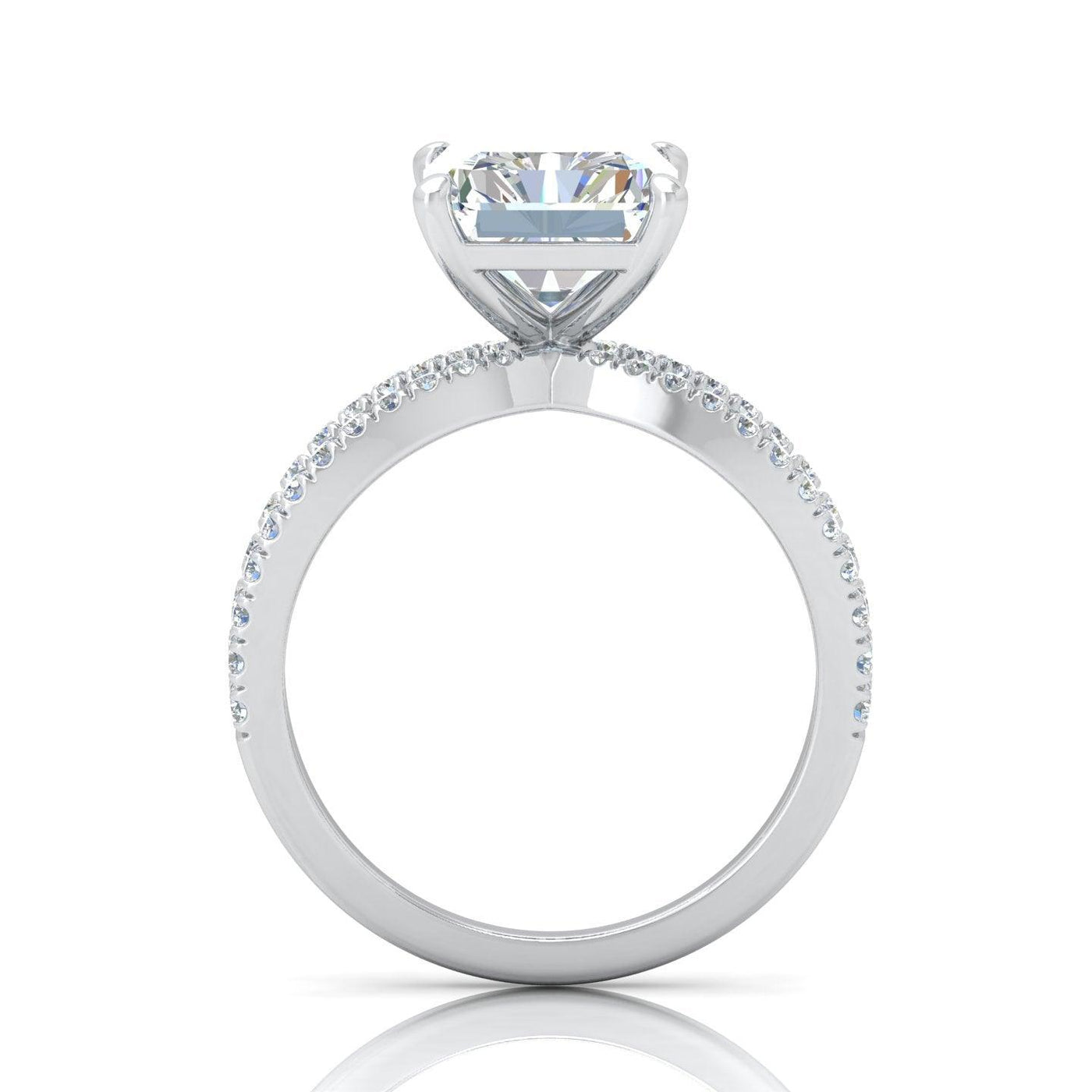 Radiant Diamond Split Shank Engagement Ring in 18k Gold / Platinum 3.50Ct