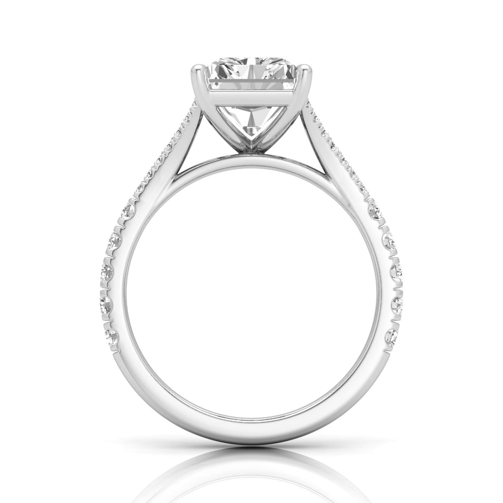 Julie Emerald Diamond Split Shank Engagement Ring