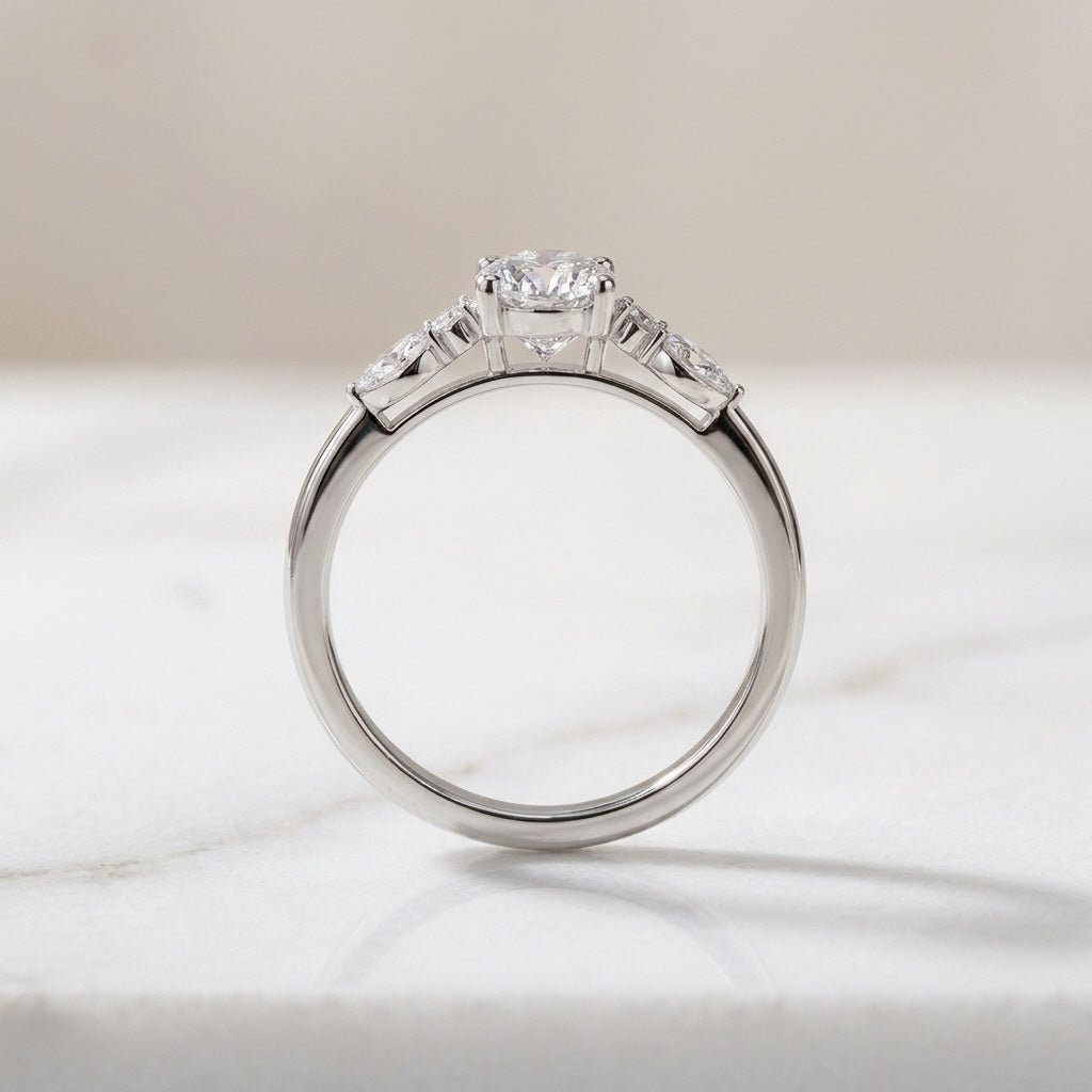 IGI 3.00CT Oval Lab Diamond Engagement Ring - ( Platinum and 18k Gold)