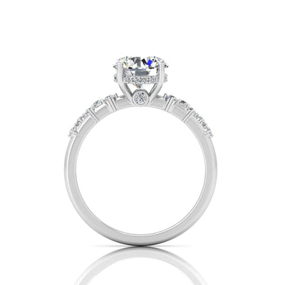 Certified Round Diamond Designer Hidden Halo Engagement Ring