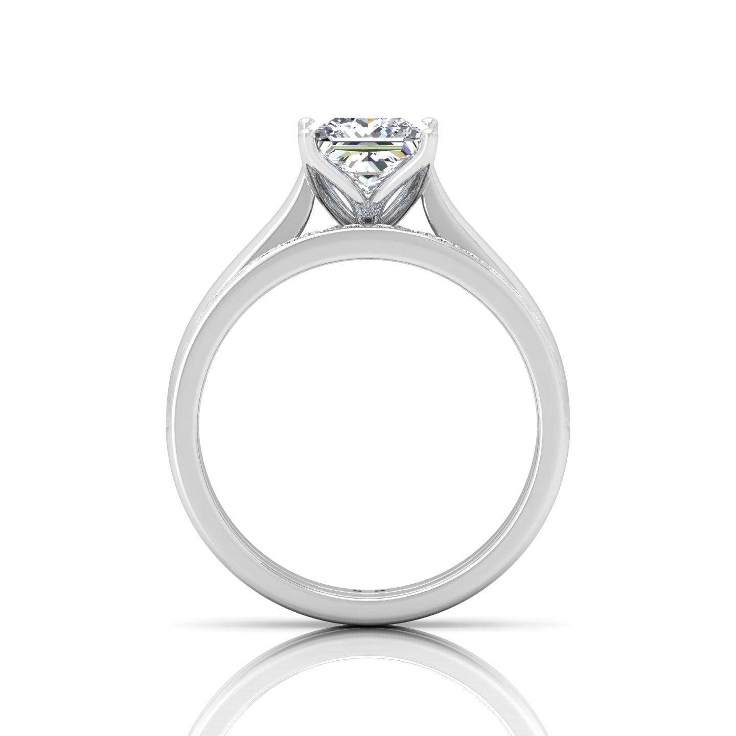 Certified Princess Diamond Bridal Set Engagement Ring