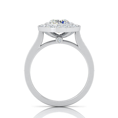 IGI Certified E/VS Round Diamond Designer Halo Engagement Ring - amadadiamonds