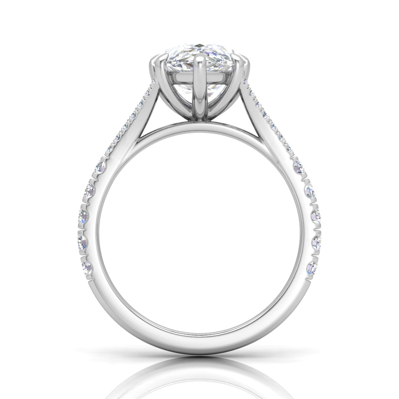 Julie Pear Diamond Split Shank Engagement Ring