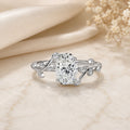 Oval Diamond Leaf Vine Engagement Ring - E/VS