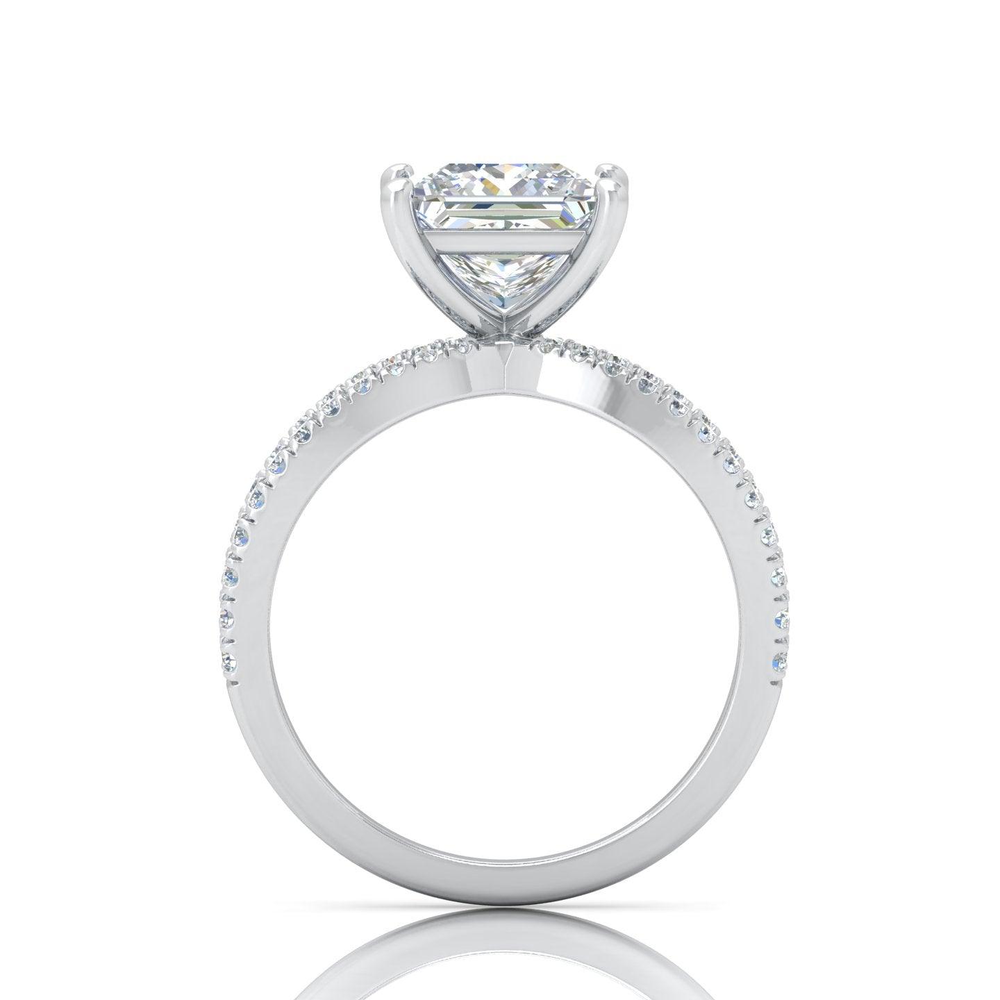 Last Piece F/VS 3.50Ct Princess Diamond Split Shank Engagement Ring in Platinum