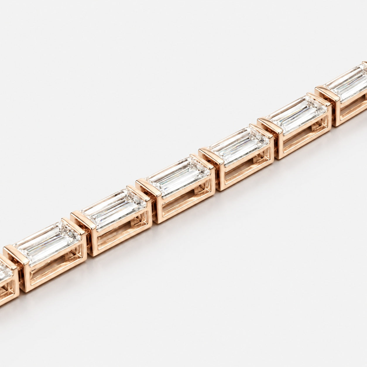 Bar-Set Baguette Lab-Grown Diamond Tennis Bracelet in Gold & Platinum (5–10ct)