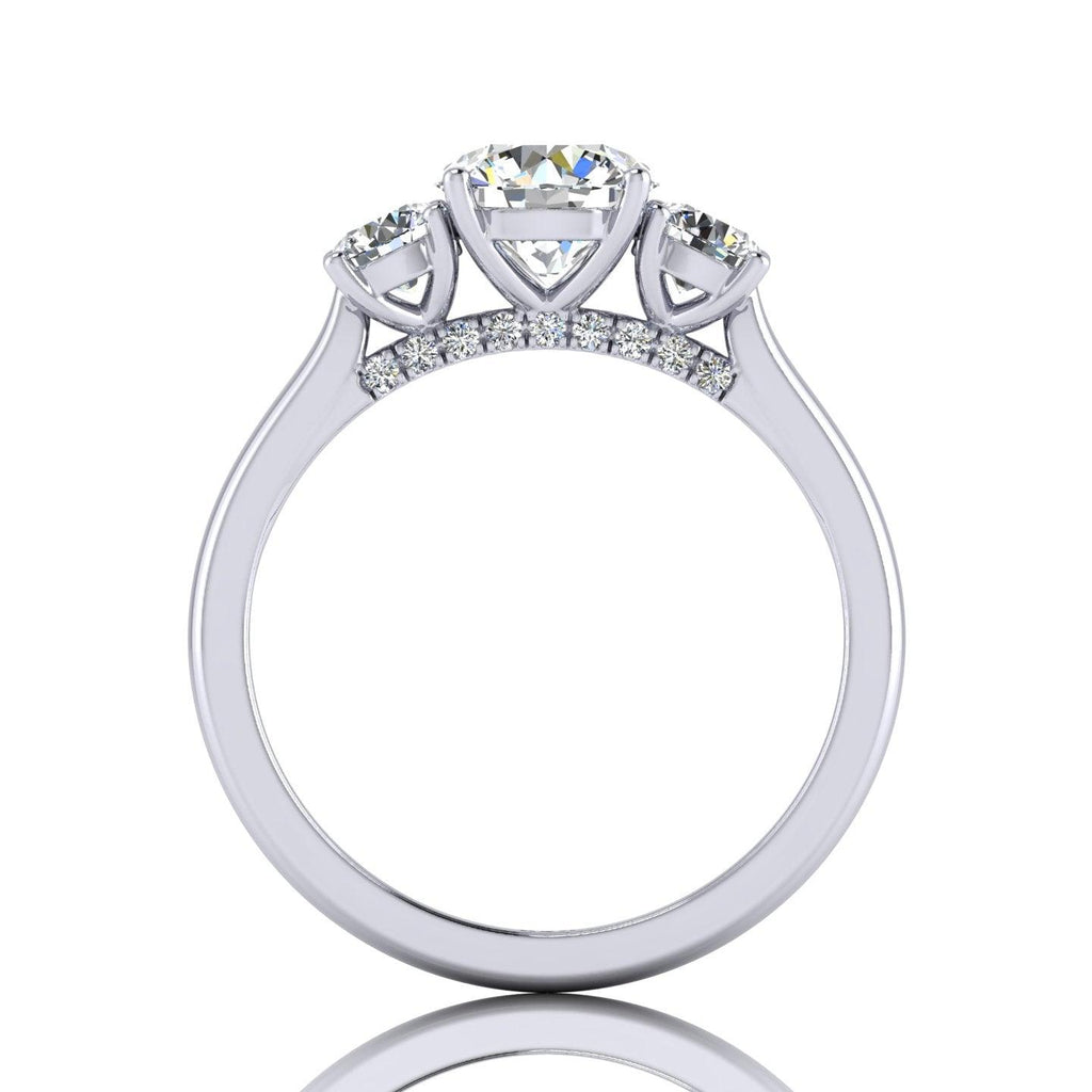 Round Diamond Trilogy Engagement Ring in Platinum 1.50Ct