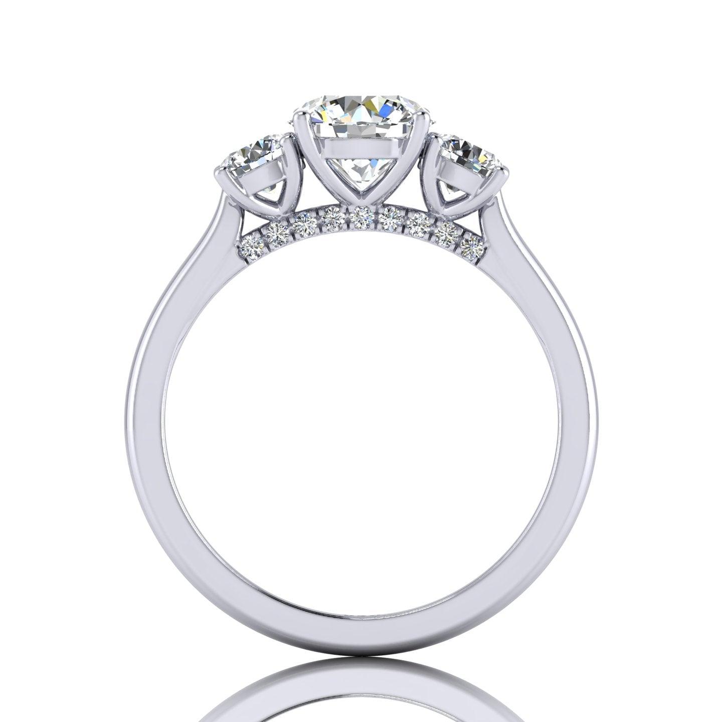 Round Diamond Trilogy Engagement Ring in Platinum 1.50Ct