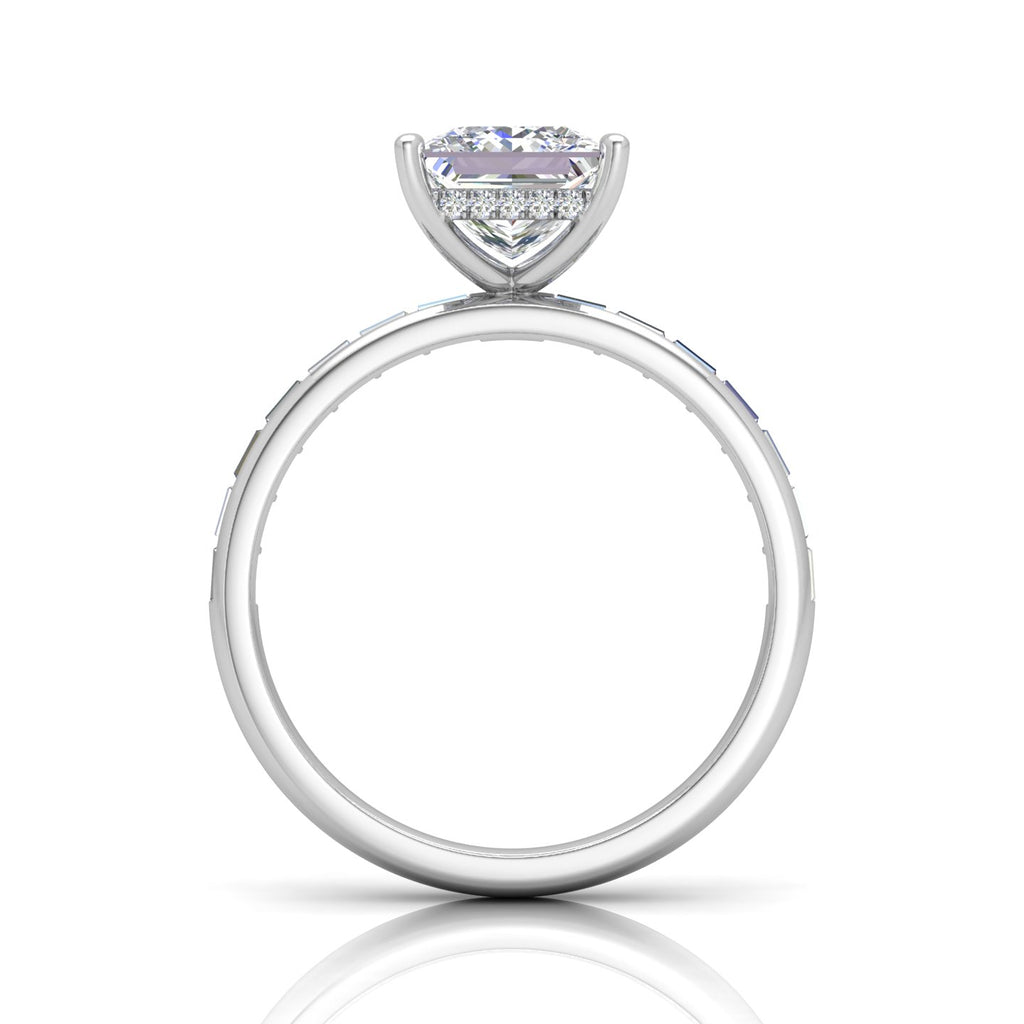 Classic Hidden Halo Channel Set Engagement Ring - Princess