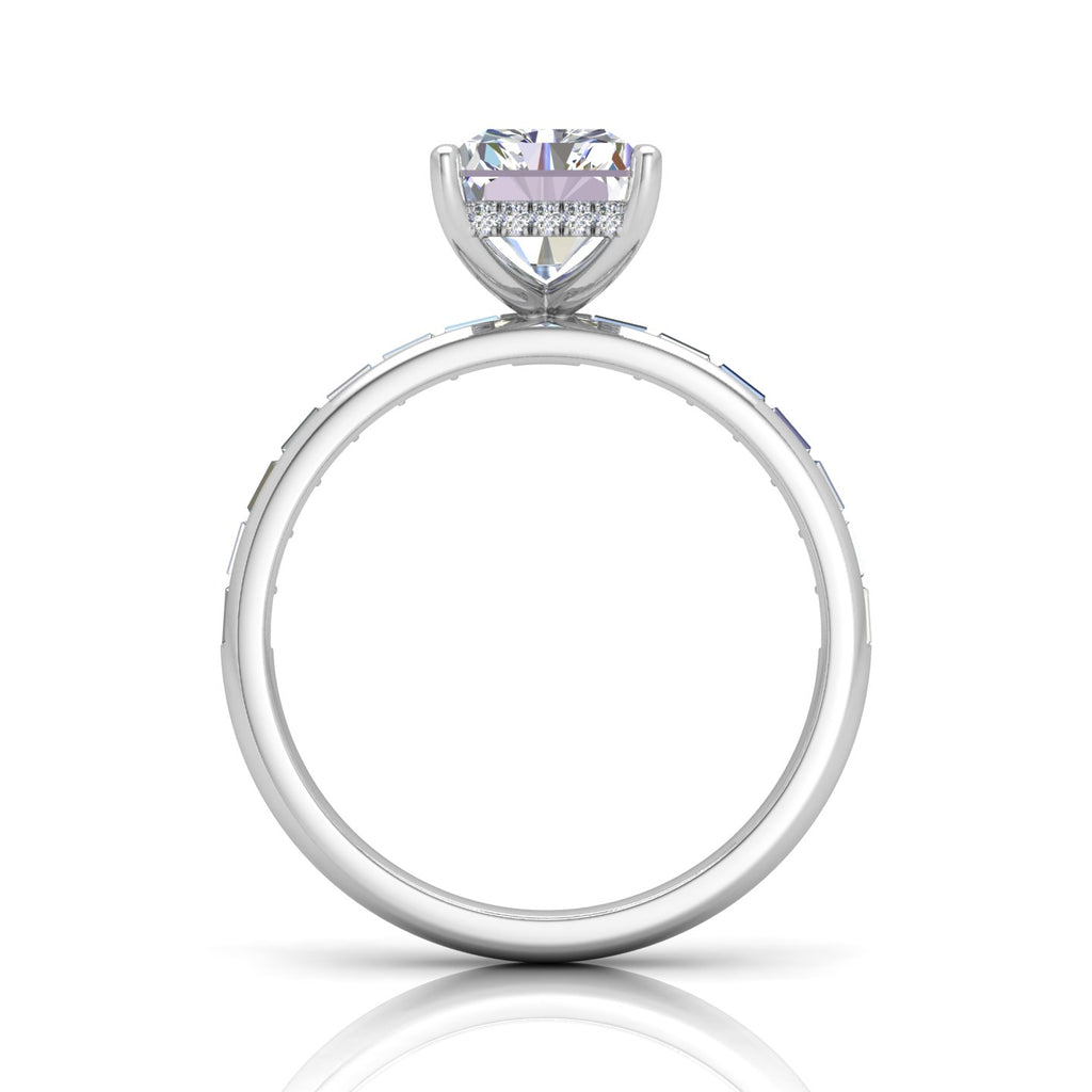 Classic Hidden Halo Channel Set Engagement Ring - Radiant