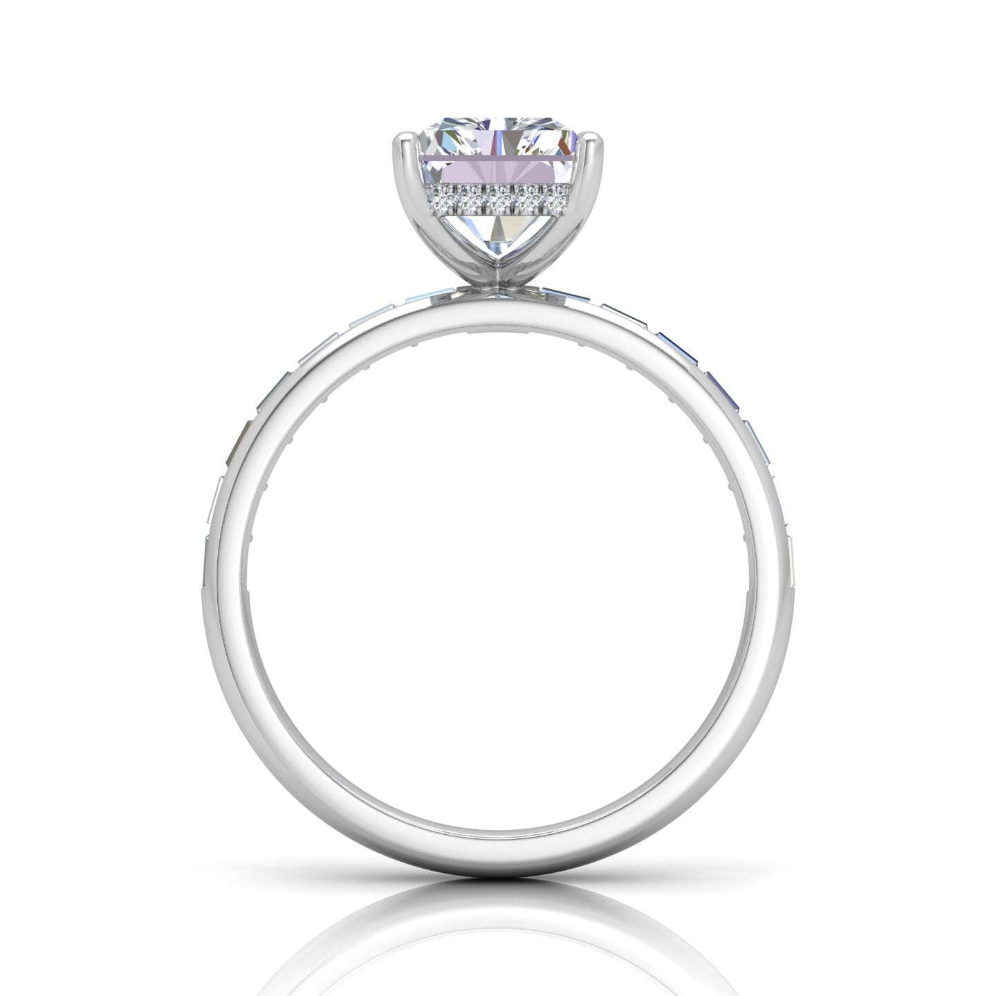 Classic Hidden Halo Channel Set Engagement Ring - Radiant