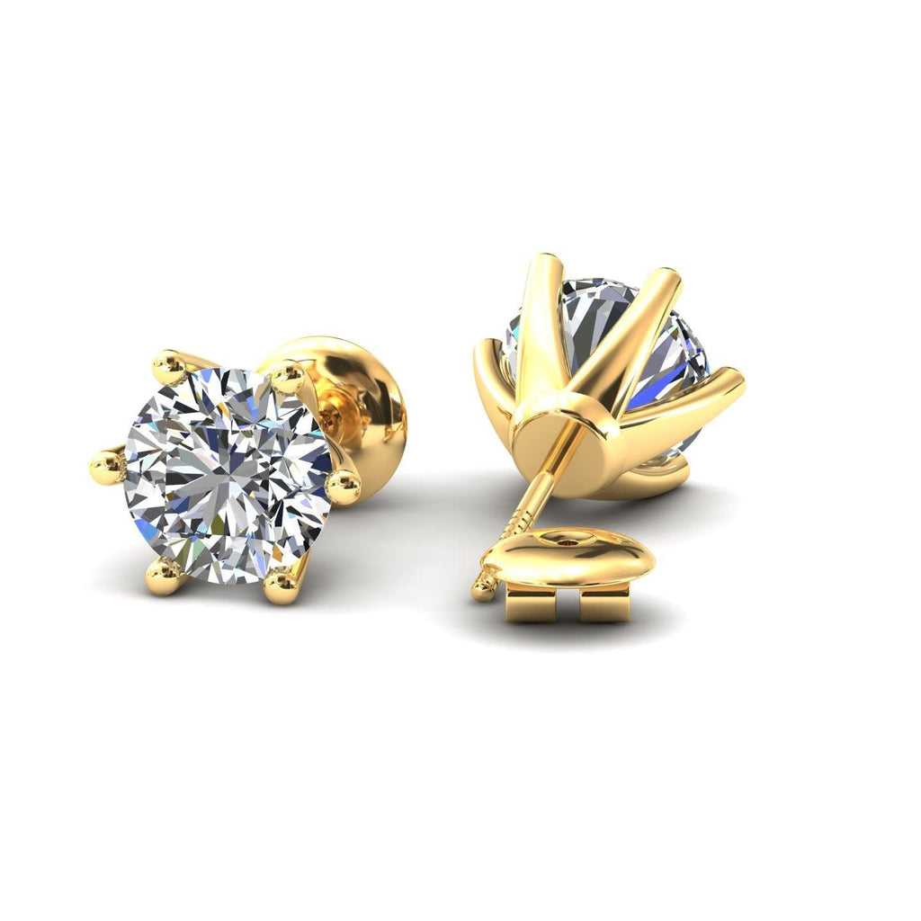 Certified D/VS 2.00Ct 6 Claw Round Diamond Stud Earrings in 18k Gold / Platinum