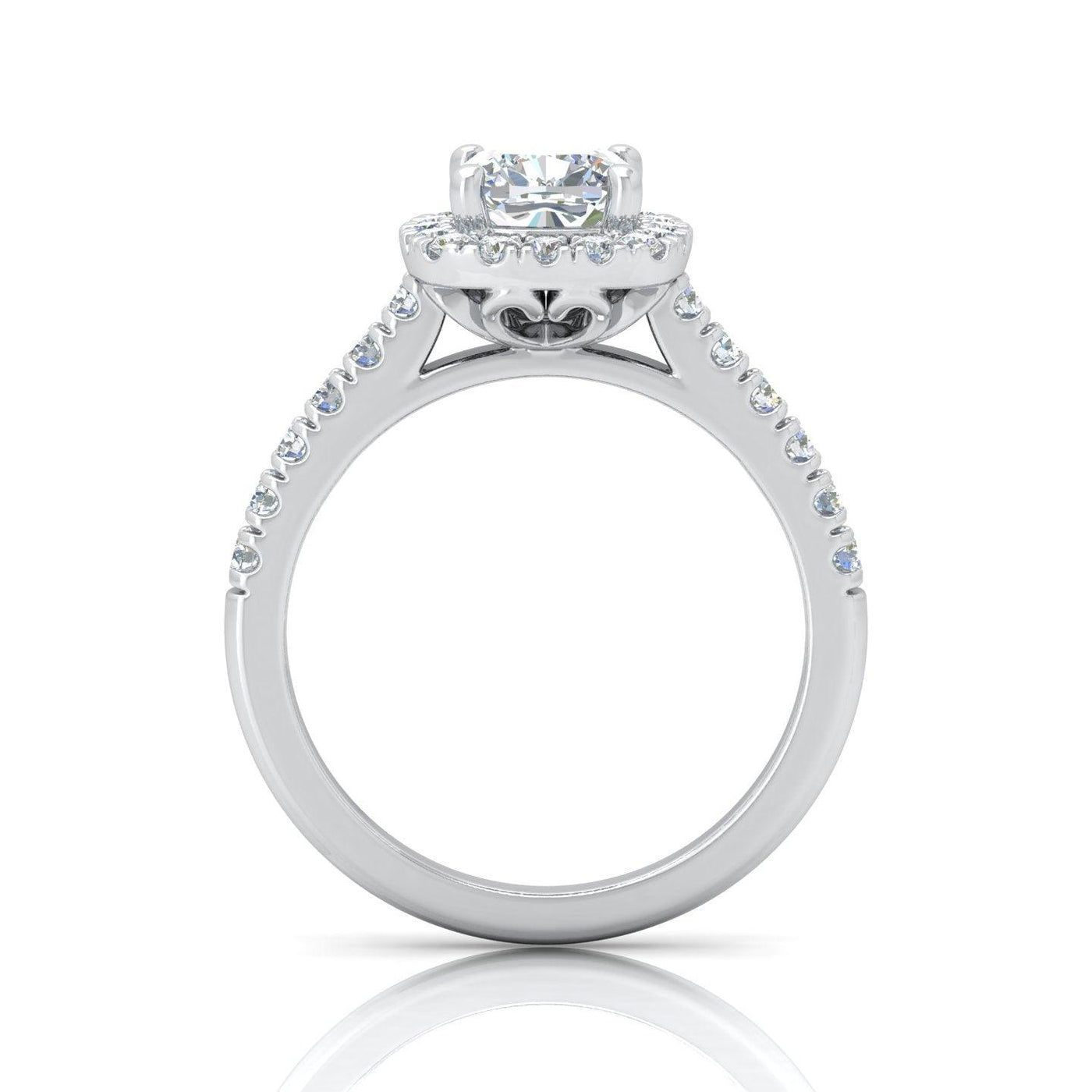 Cushion Diamond Halo Engagement Ring in Gold / Platinum 1.50Ct