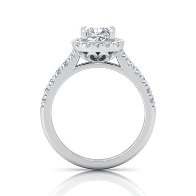 Cushion Diamond Halo Engagement Ring in Gold / Platinum 1.50Ct