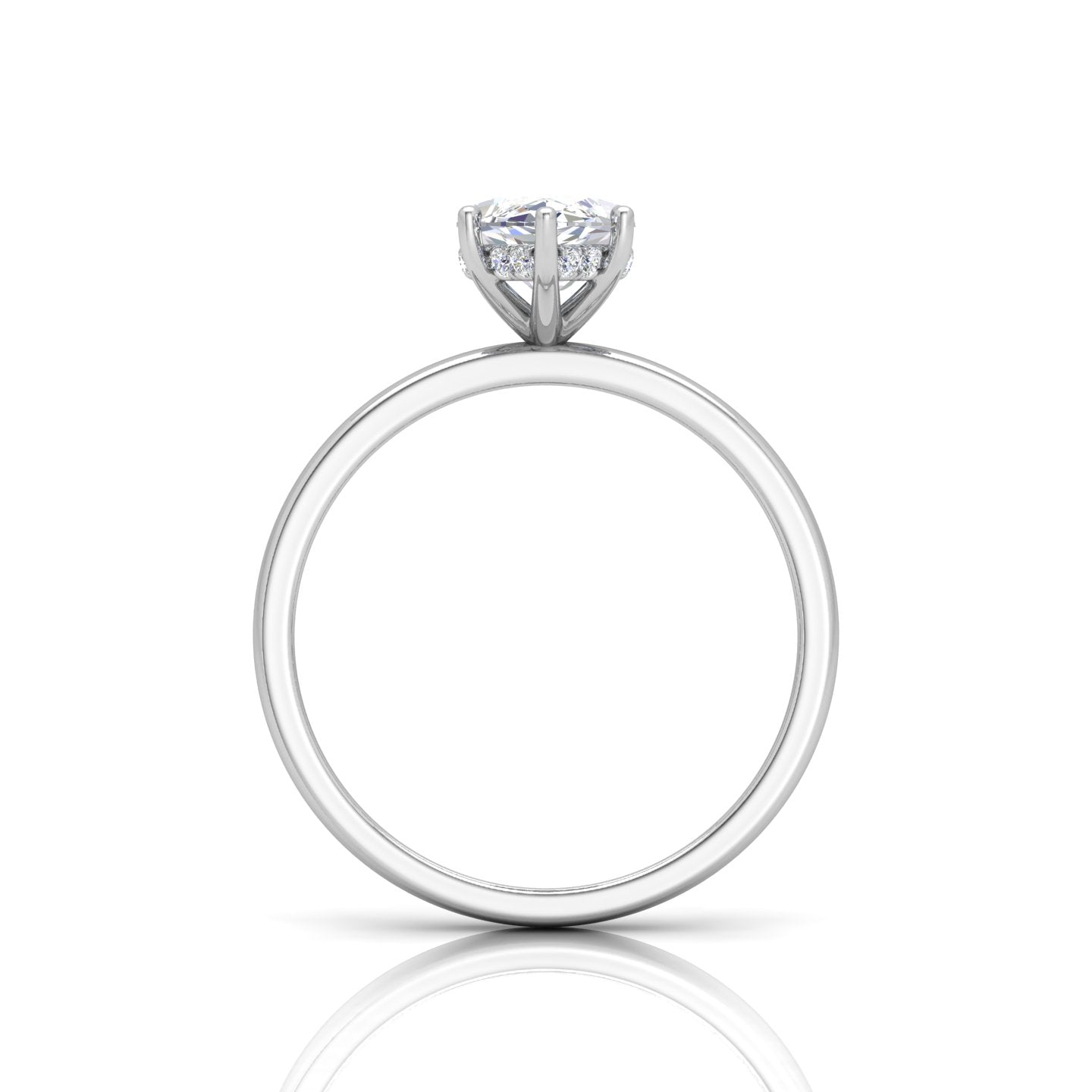 Classic Solitaire Hidden Halo Engagement Ring Marquise