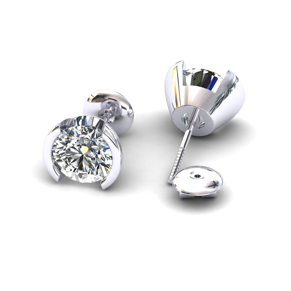 Certified D/VS 2.00Ct Round Diamond Stud Earrings in 18k Gold / Platinum