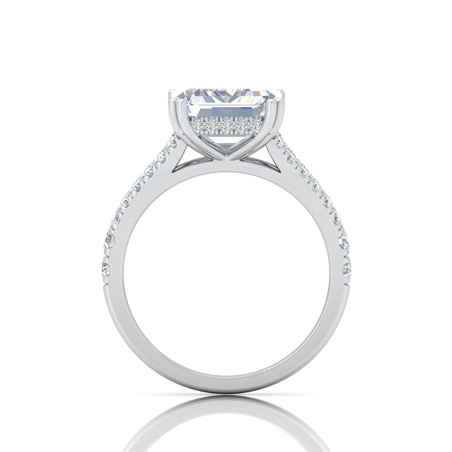 IGI Certified E/VS Emerald Diamond Split Shank Hidden Halo Engagement Ring - amadadiamonds