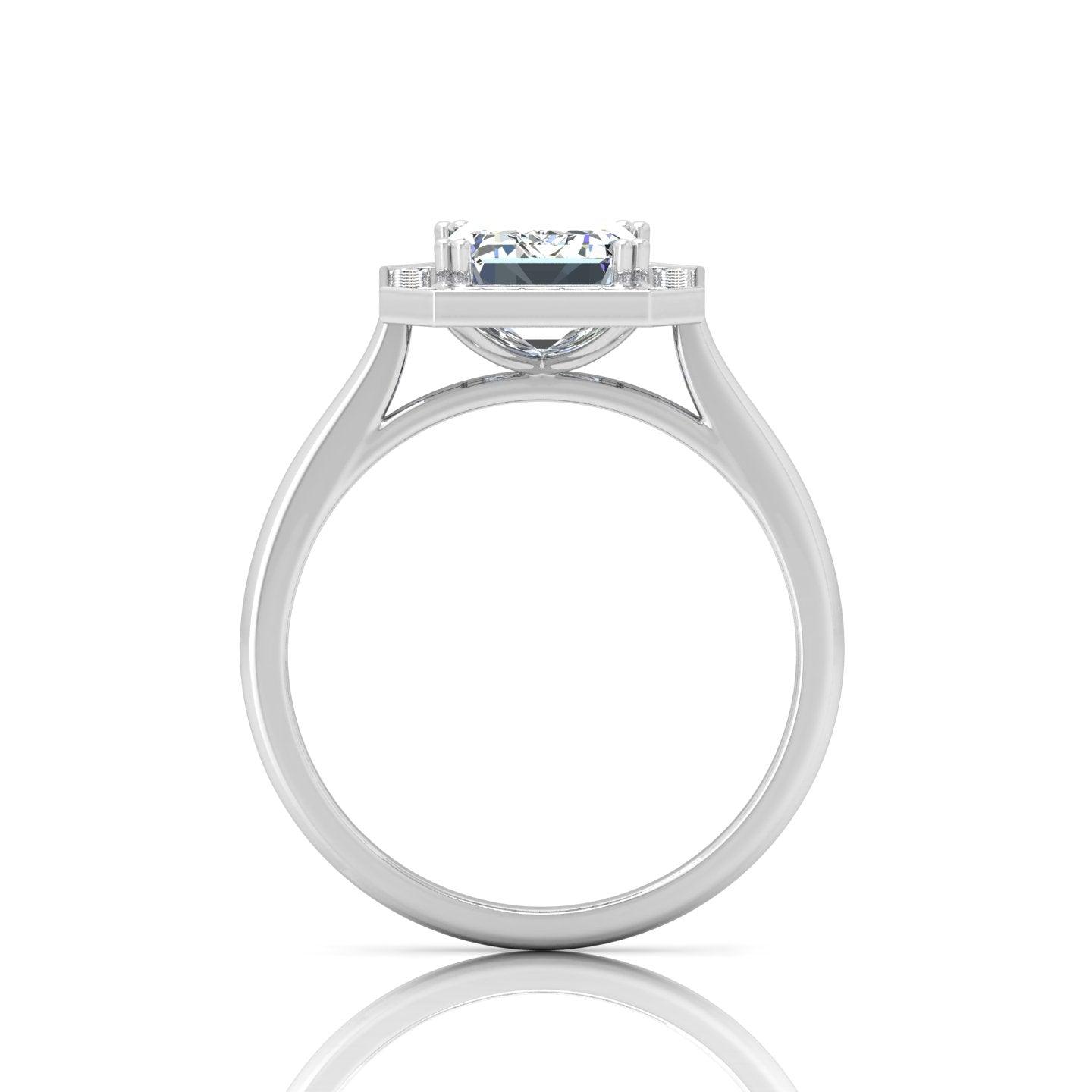 IGI Certified 1.20Ct E/VVS Emerald & Diamond Halo Engagement Ring in Platinum