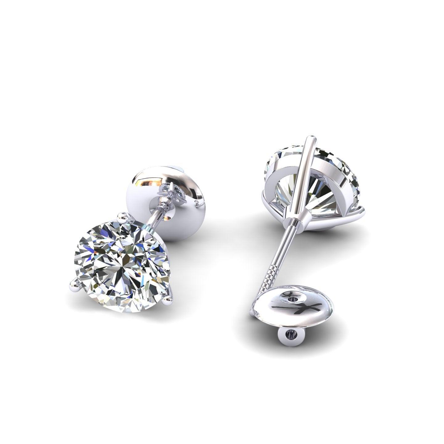 Certified D/VS 2.00Ct Martini Style Round Diamond Stud Earrings in 18k Gold / Platinum