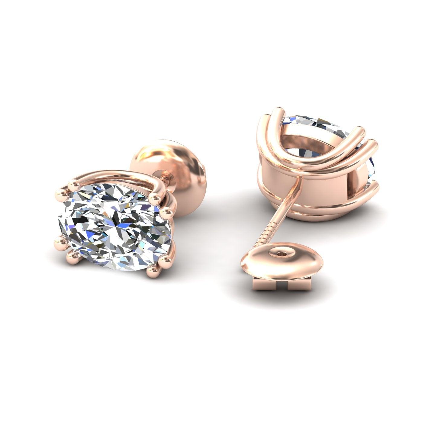 Certified F/VS 3.00Ct Oval Diamond Stud Earrings in 18k Gold / Platinum
