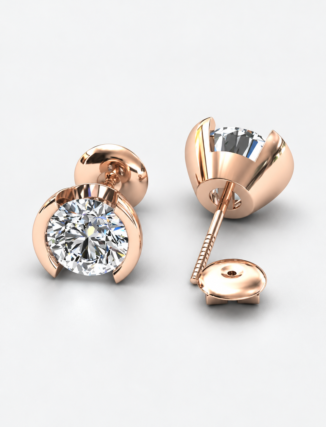 Certified D/VS 2.00Ct Round Diamond Stud Earrings in 18k Gold / Platinum