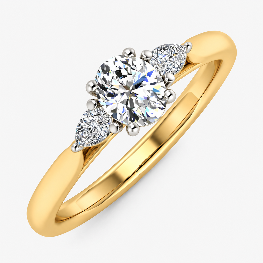 IGI Certified Oval & Pear-Cut Diamond Three-Stone Engagement Ring in Platinum & Gold