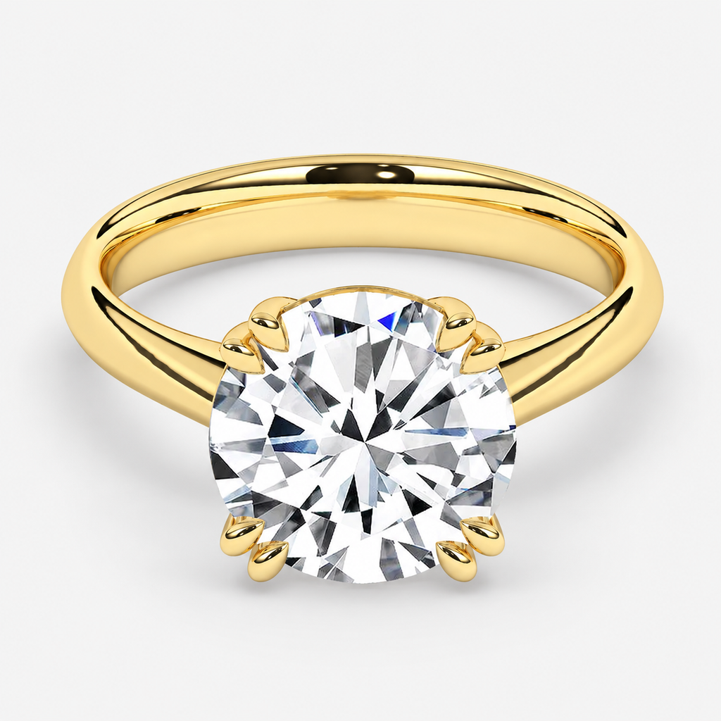 Round Diamond Engagement Ring 18k Yellow Gold Labgrown 3 Ct Solitaire