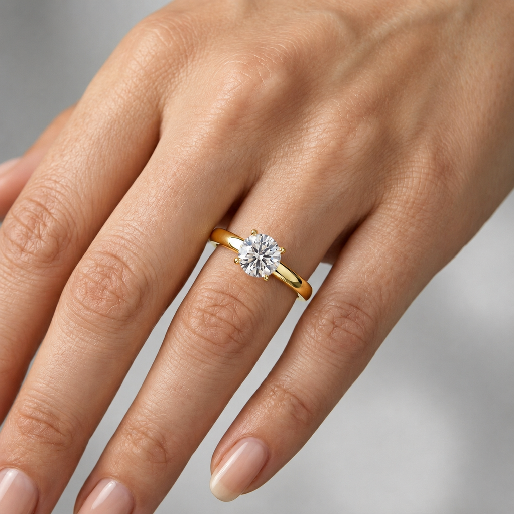 GIA 0.90CT Natural Round Diamond Claw Set Solitaire Engagement Ring
