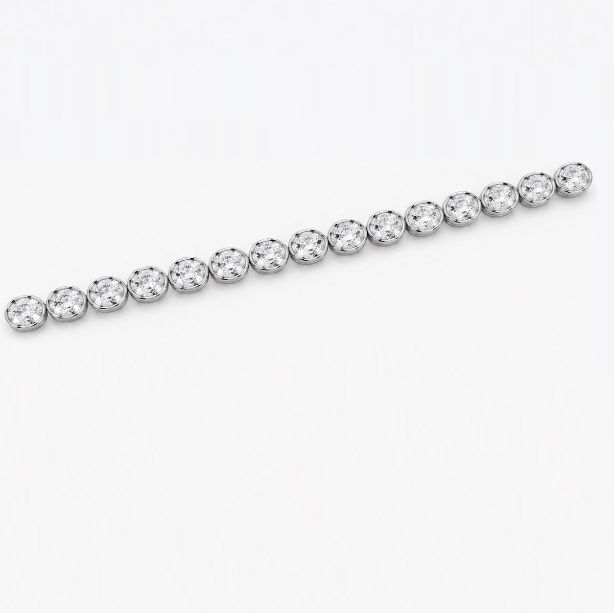 D-E/VS Oval Lab-Grown Diamond Bezel Tennis Bracelet in Gold & Platinum – 10.00ct