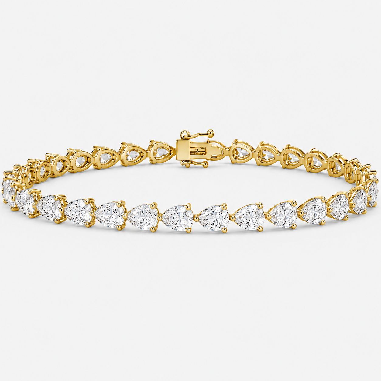 D-E/VS Lab-Grown Pear Diamond Claw Set Tennis Bracelet in Gold & Platinum (8–30ct)