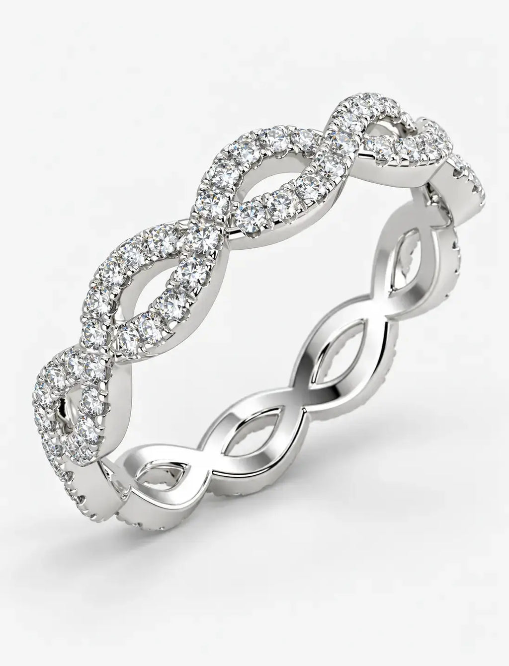 1.00 Ct Round Diamond Pavé Stackable Wedding Ring – Gold & Platinum