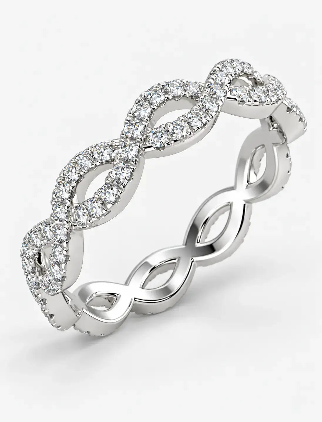 1.00 Ct Round Diamond Pavé Stackable Wedding Ring – Gold & Platinum